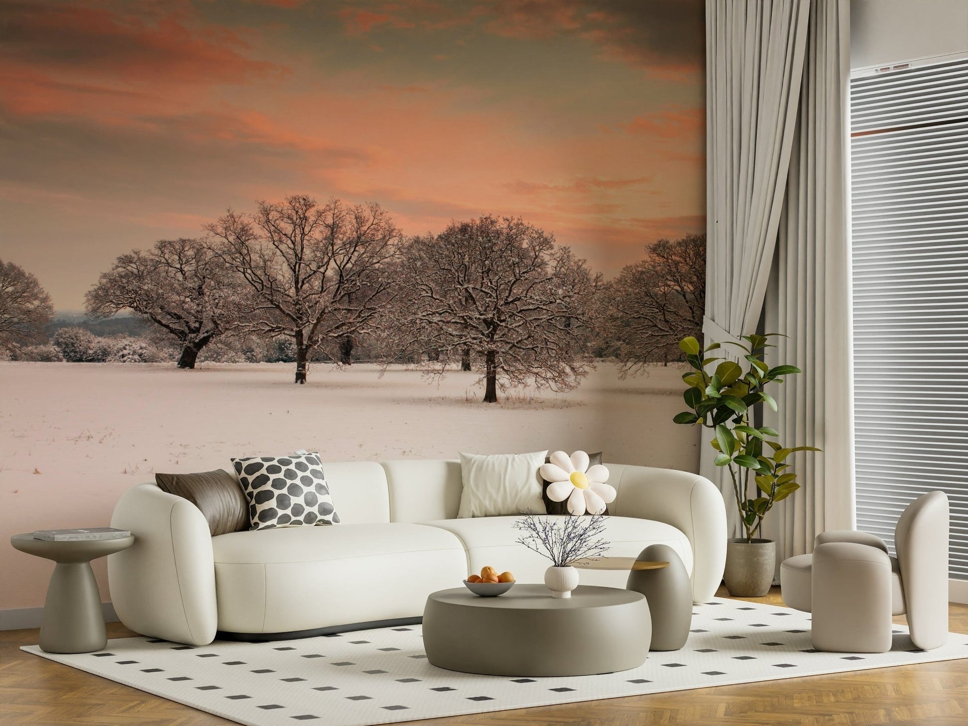 Enchanting Snow Covered Field fieldscape seasonal mood wallpaper