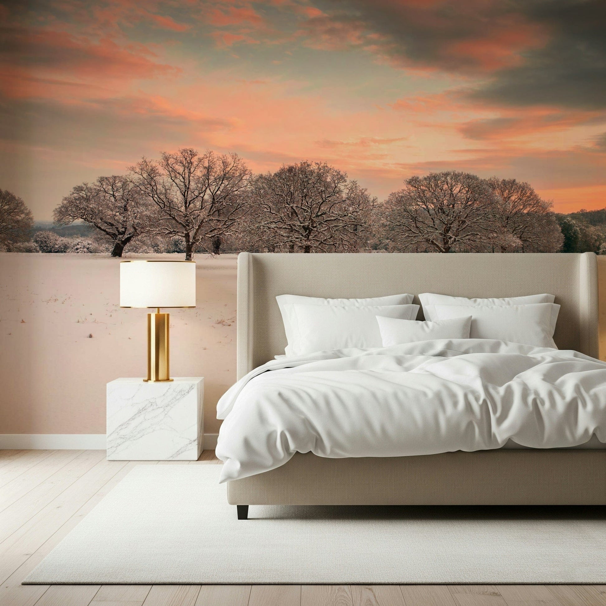 Dramatic Snow Covered Field sky pastel hue decorative mural
