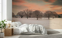 Snow Covered Field idyllic vista removable paste required wallpaper