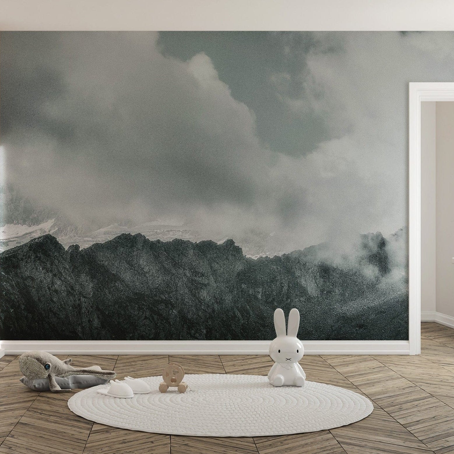 Snow Mountains Foggy Wallpaper Mural - Giffywalls mountain-23