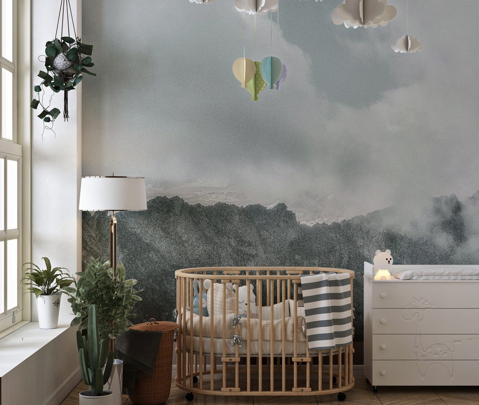 Snow Mountains Foggy Wallpaper Mural mountain-23
