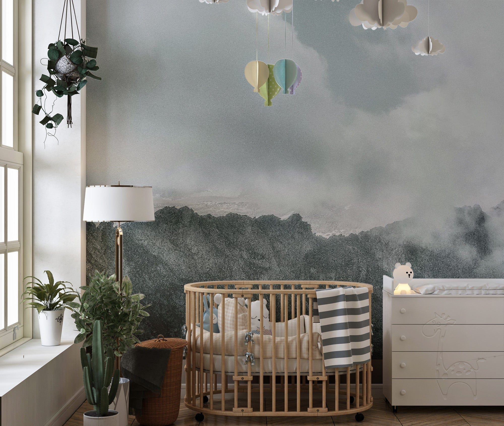 Snow Mountains Foggy Wallpaper Mural mountain-23

