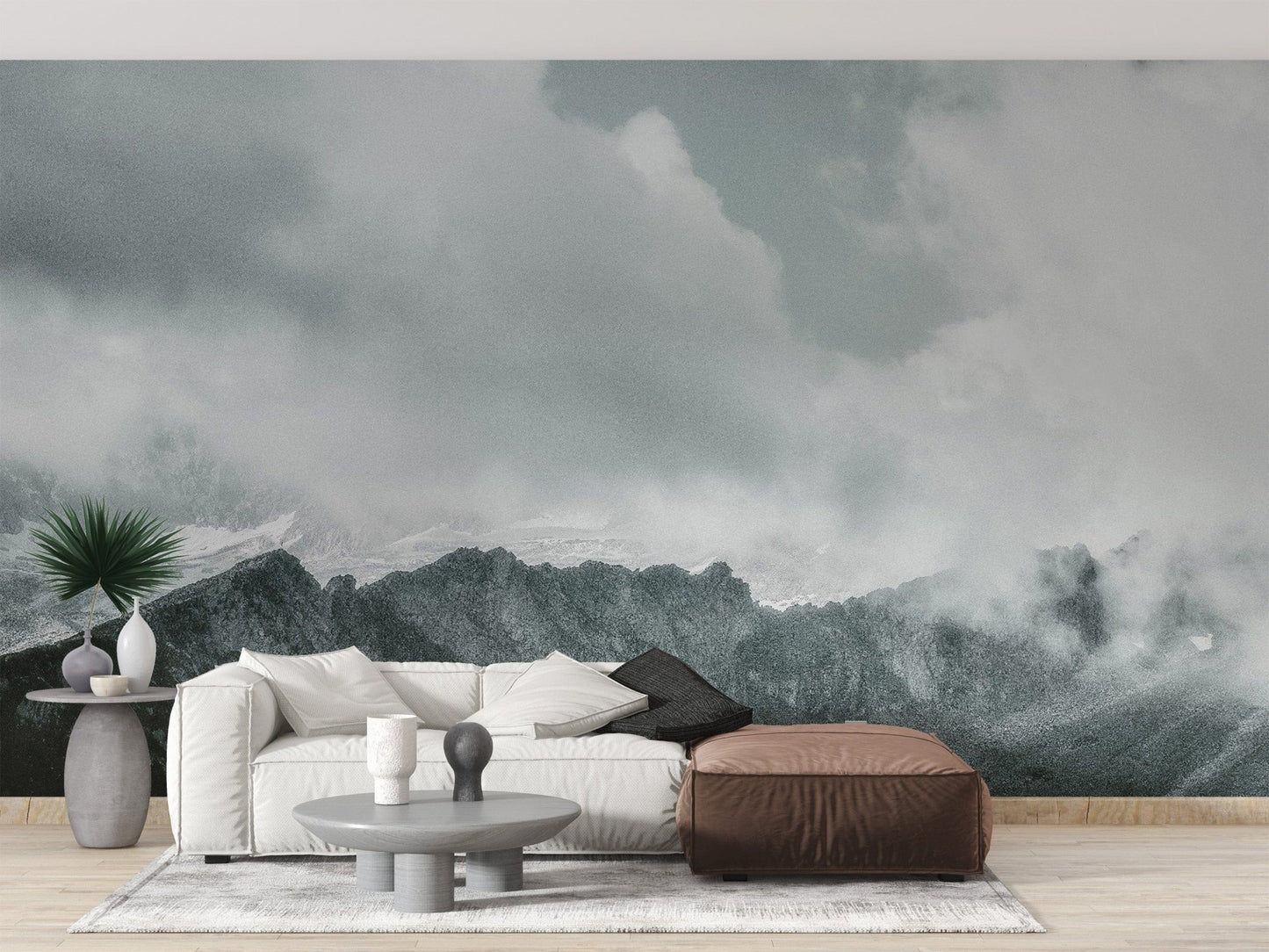 Snow Mountains Foggy Wallpaper Mural - Giffywalls mountain-23