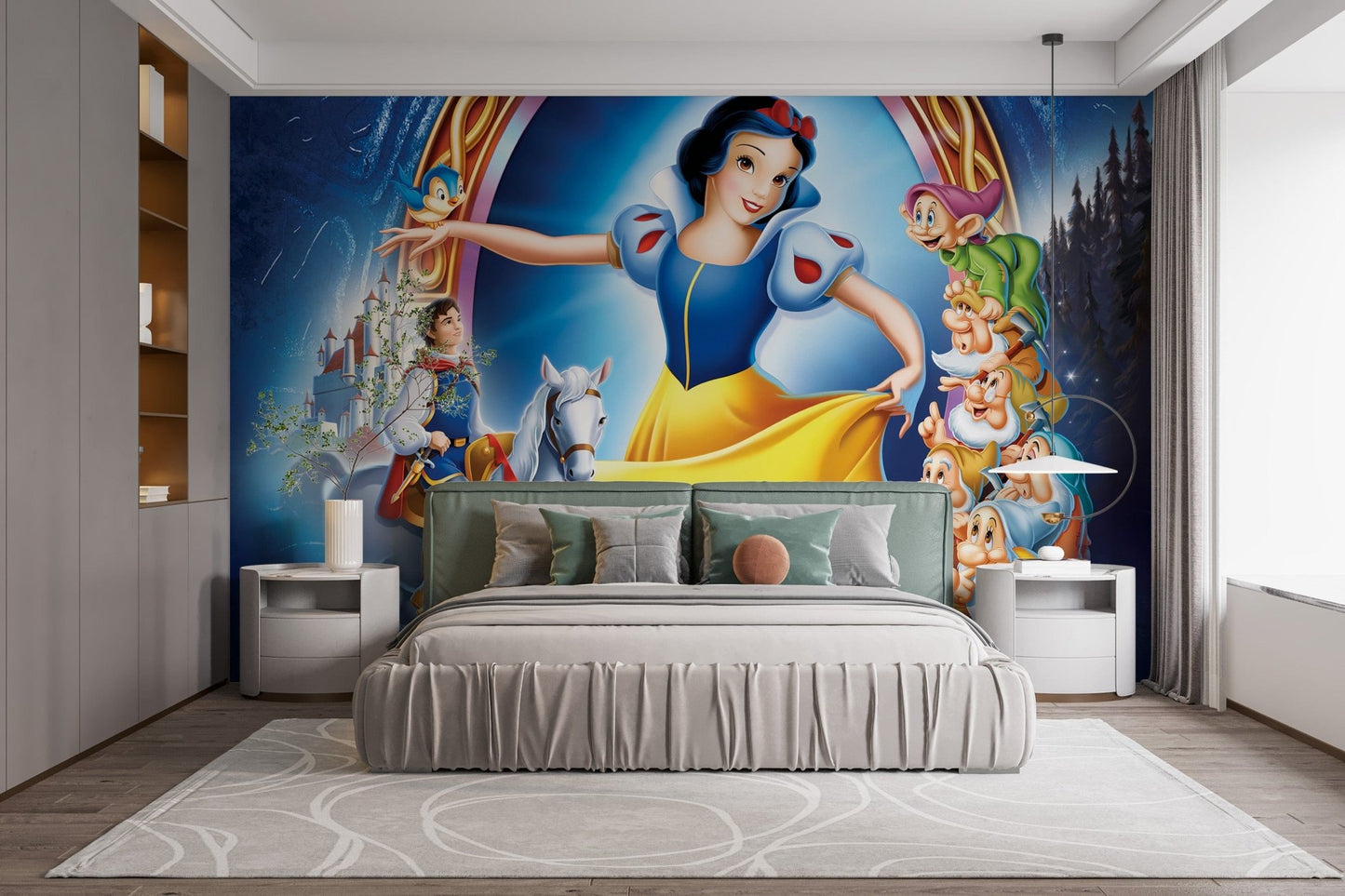Disney Snow White adventure-themed wallpaper mural
