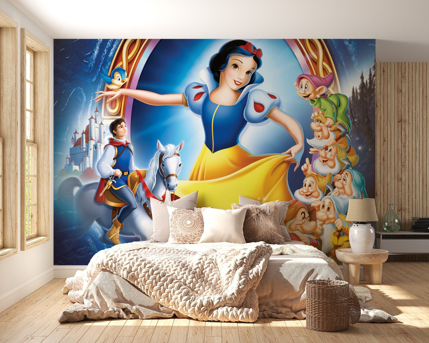 Magical Snow White adventure-themed mural for homes
