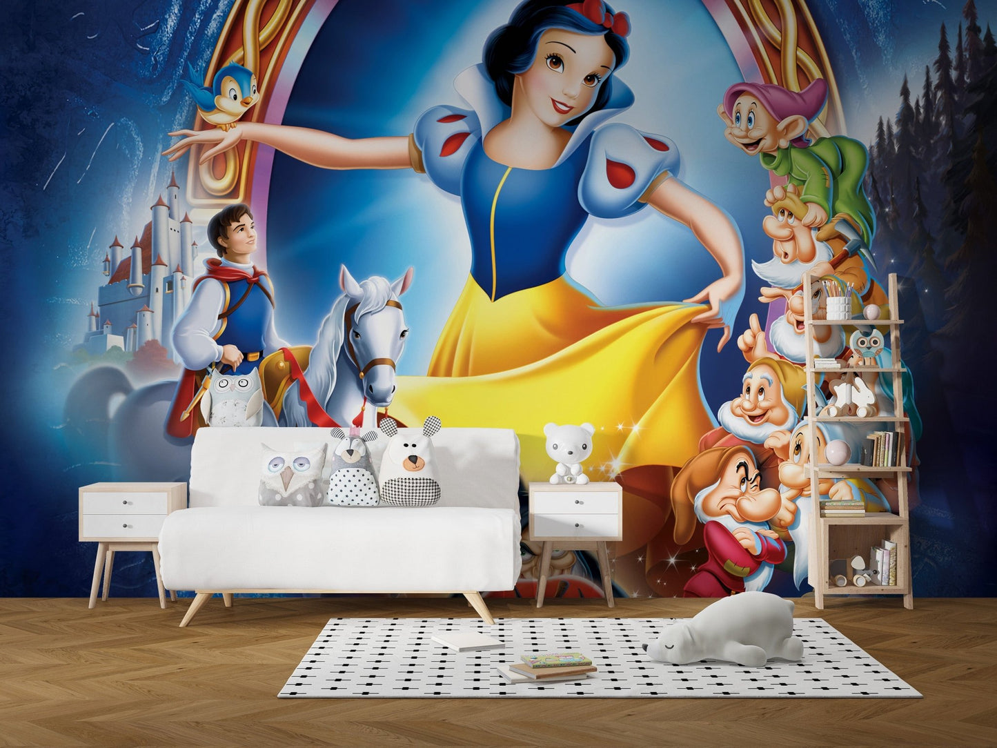 Snow White adventure wall mural for kids' rooms
