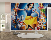 Whimsical Snow White storybook wall mural for rooms
