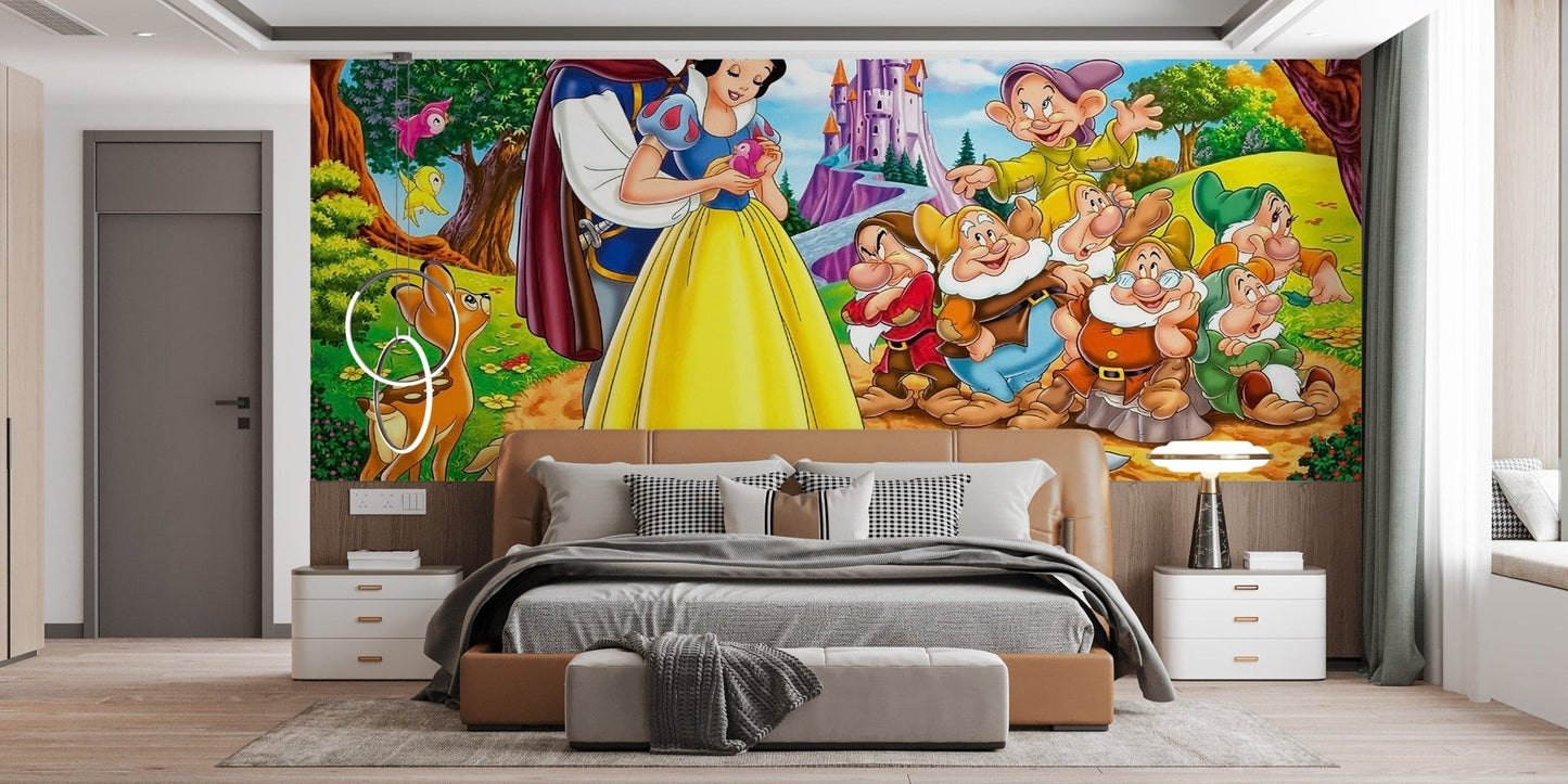 Snow White saga wallpaper mural for kids' rooms
