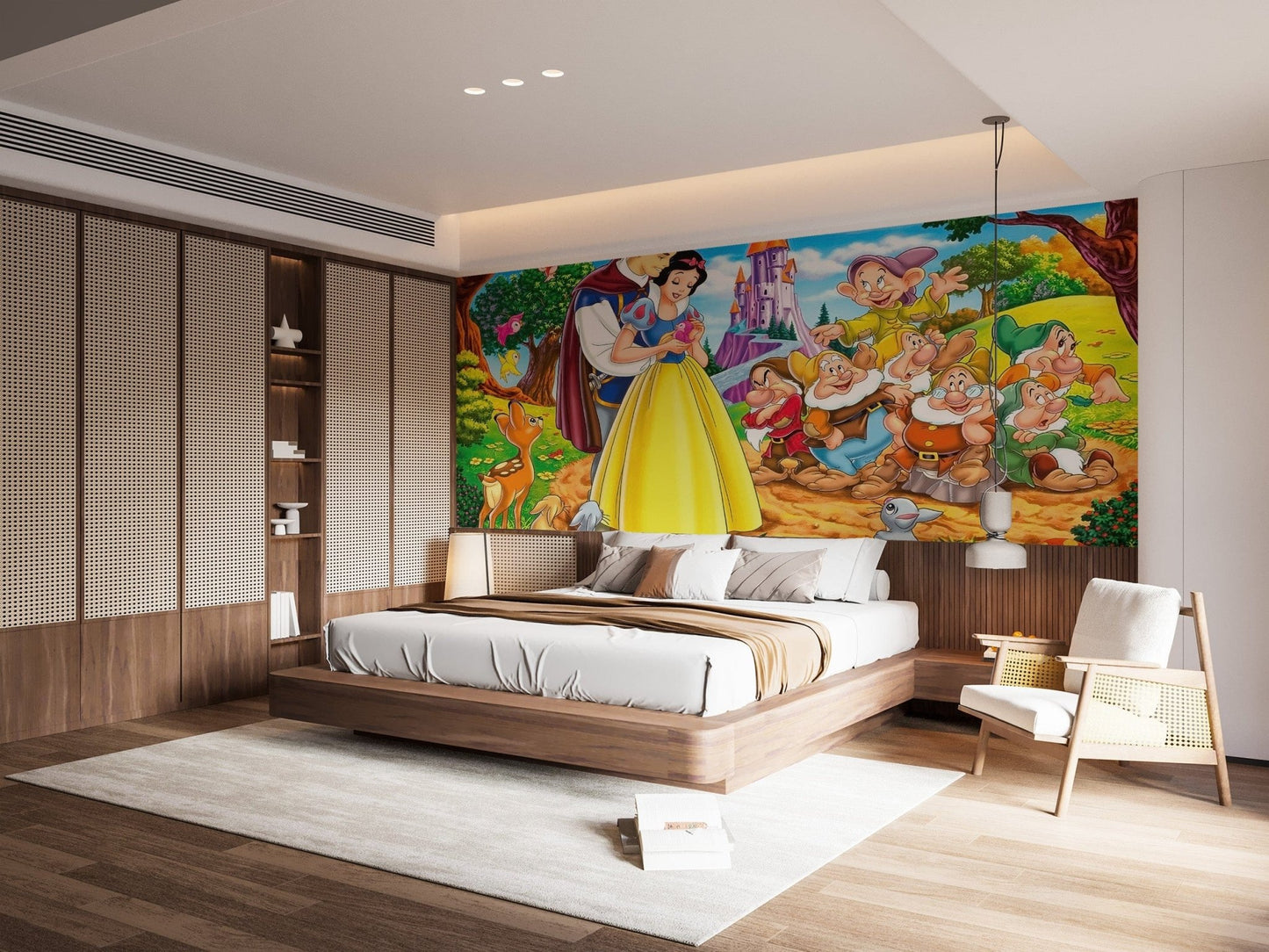Whimsical Snow White saga wall mural for homes
