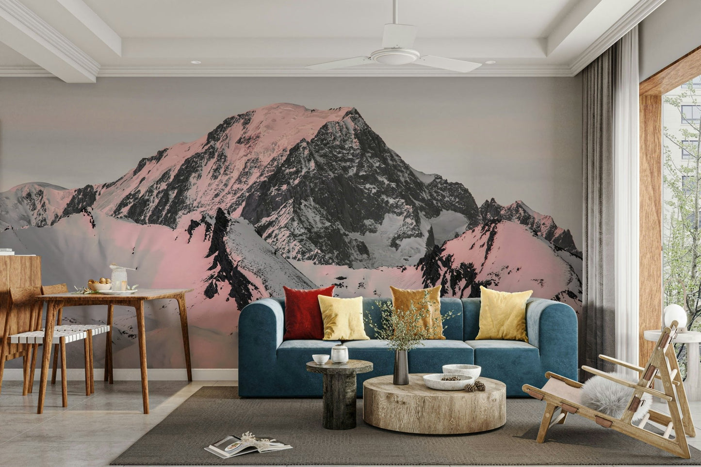 Transform your space with a stunning snow mountain mural., GD1834