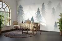 Winter woods wallpaper with snowfall