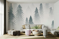 Snow-covered trees wallpaper for walls