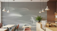 A calming serene view wallpaper mural that defines a space.