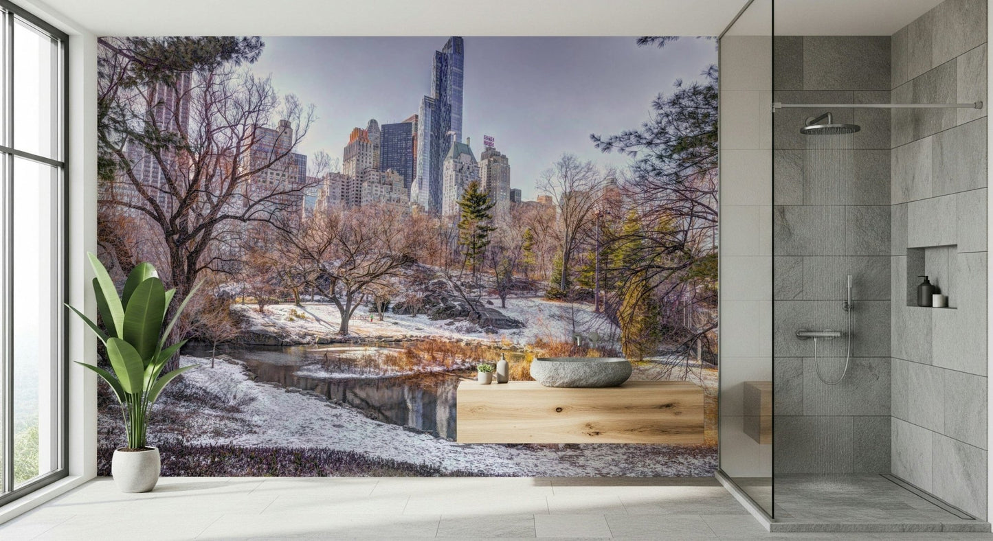 Iconic park landscape wall mural for a professional office backdrop.