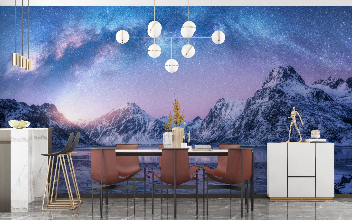 Snowy Mountain Landscape Wall Murals