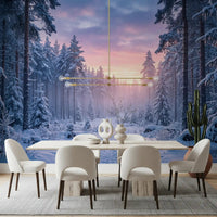 Gentle winter tones spread across Snowy Path Pastel Sky wall mural background