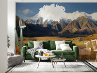 A graceful subtle pattern wall mural in cool, white and blue tones., GD5789