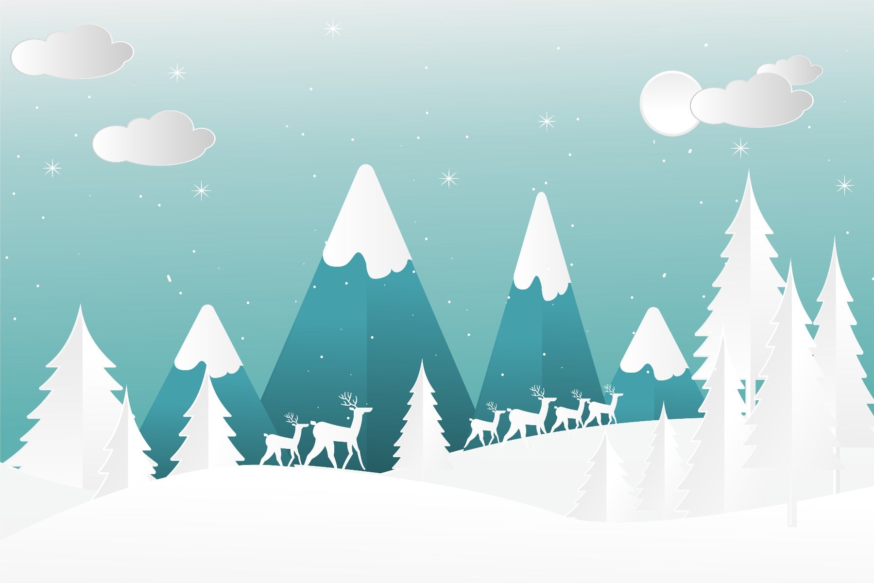 Turquoise Color Snowpeaks Wallpaper Mural