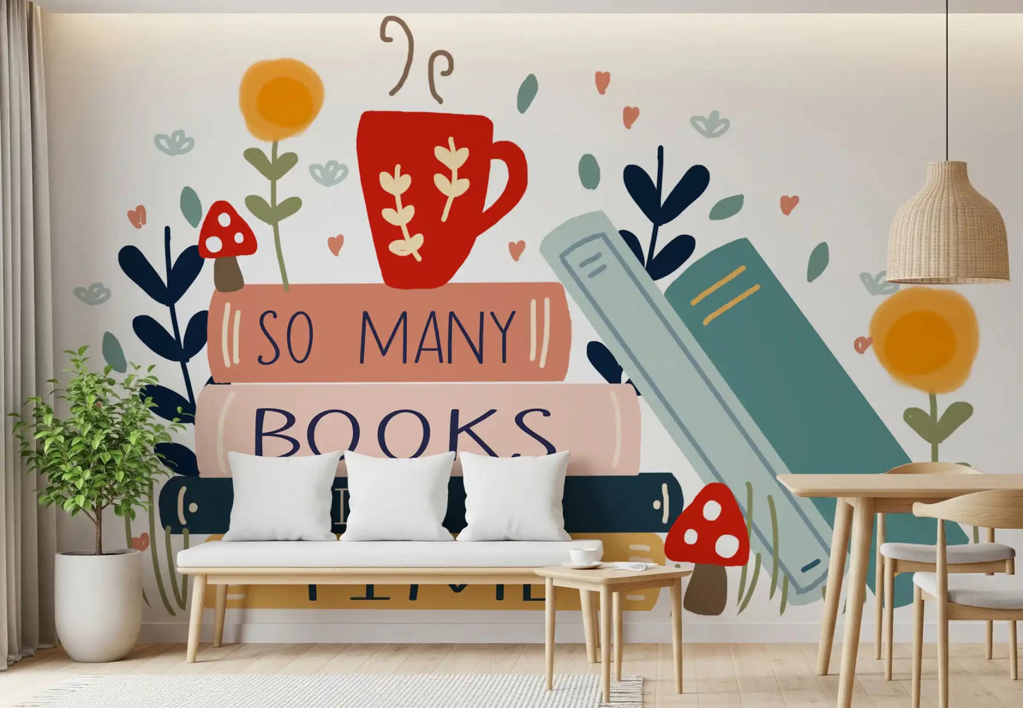 Close-up of the So Many Books So Little Time wall mural GD9445