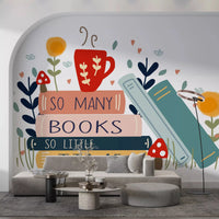 Charming So Many Books wall mural for a themed living room GD9445