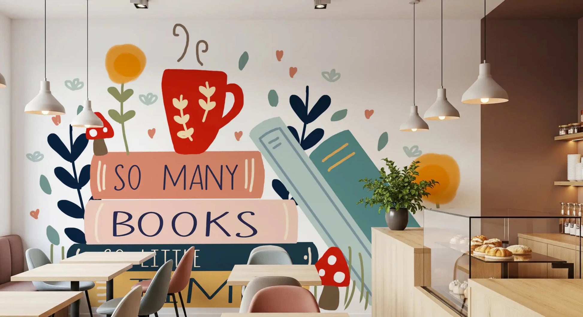 Reading quote wall mural for a light and airy Café GD9445