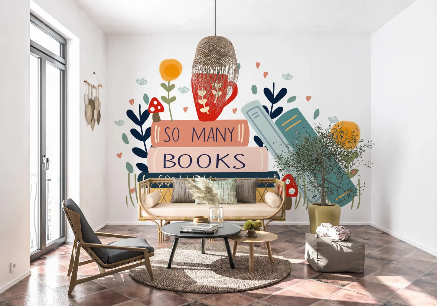 Bibliophile themed wall mural inside a modern home officeGD9445