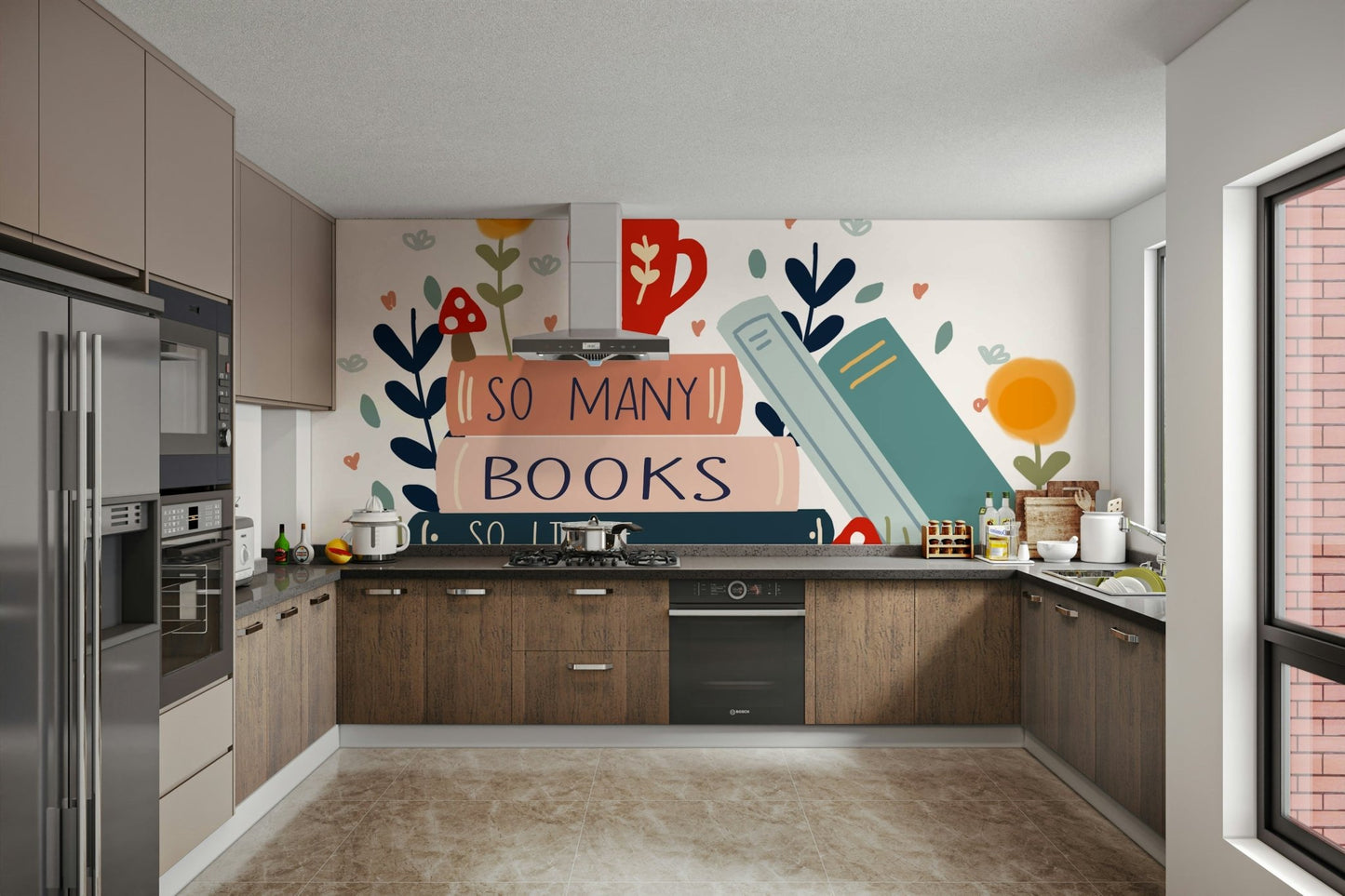 Decorative Wall Mural with Book Quote, GD1810