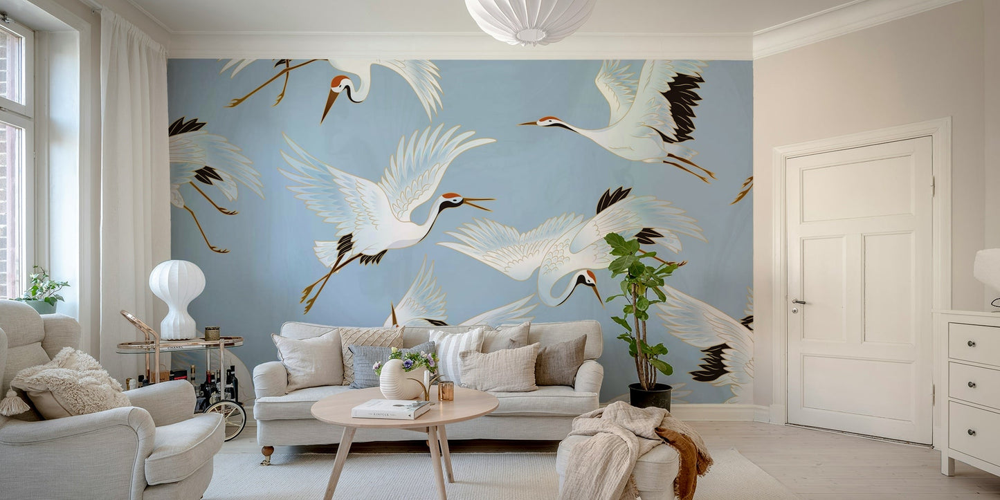 There are soft, abstract elements like clouds or plants.

