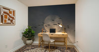 A calming abstract design wallpaper mural that defines a space.