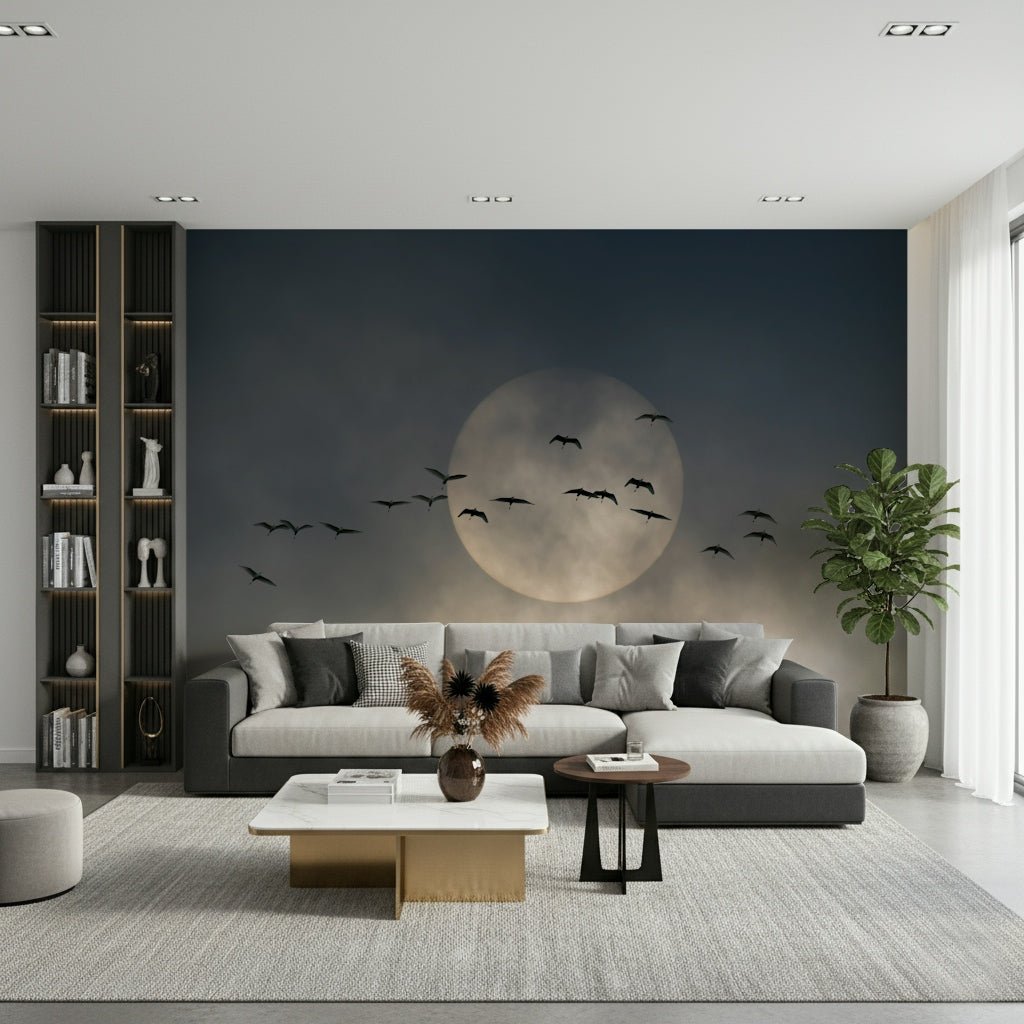 A beautiful modern art wall mural of delicate lines.
