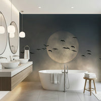 A graceful subtle pattern wall mural in cool, tranquil tones.