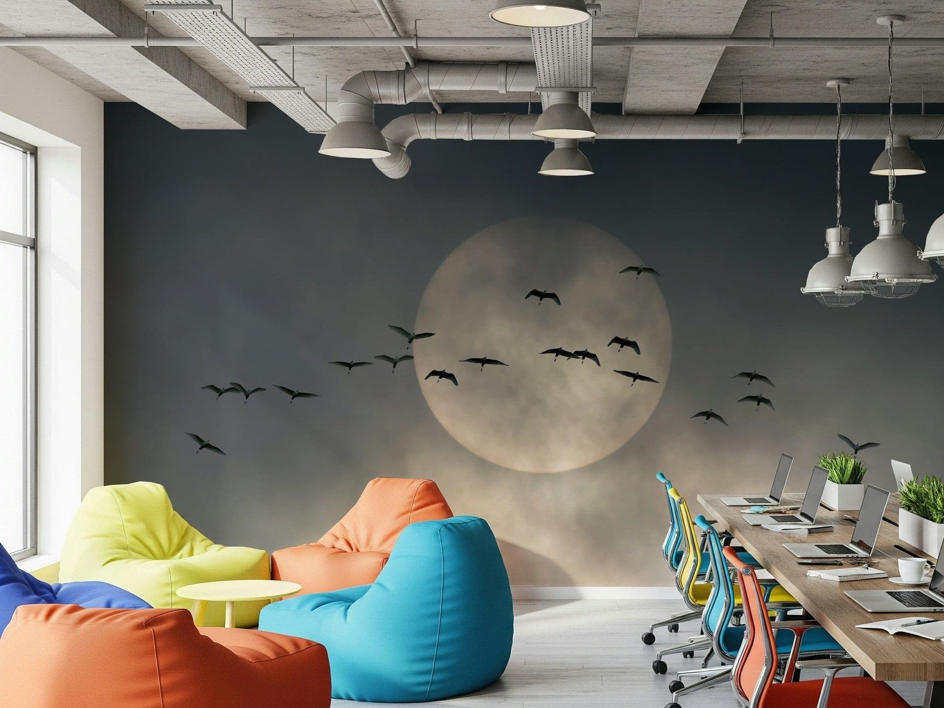 A contemplative gentle design wallpaper mural for a feature wall.