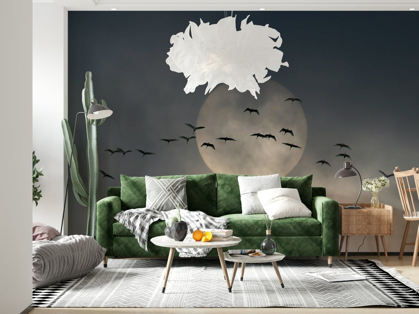 A serene subtle bird pattern wall mural for your decor.