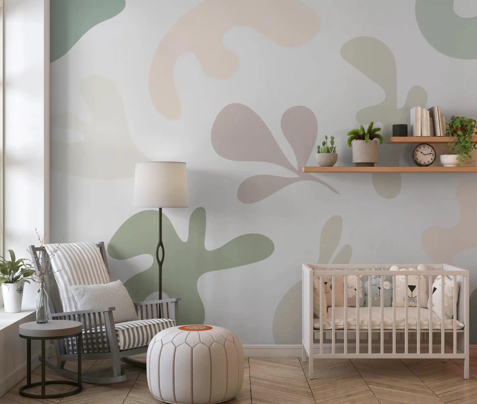 Play room Soft Abstract Serenity wall mural pastel shapes