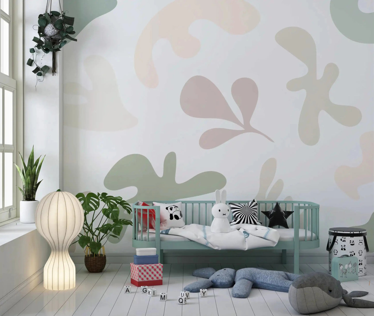 Minimal pastel wall mural Soft Abstract Serenity tones