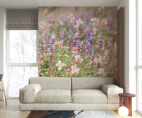 Subtle abstract wall mural with soft hues

