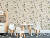 Jurassic-themed wallpaper for kids room
