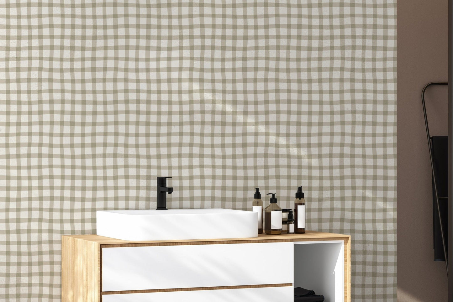 Abstract Grid Wallpaper in Beige Tones
