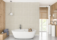 Neutral Soft Beige Grid Pattern Wallpaper
