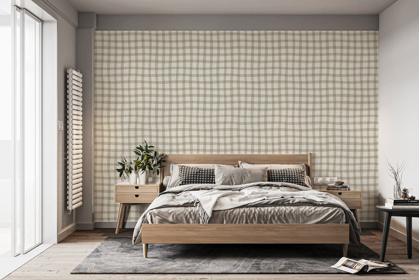 Beige Grid Wallpaper for Contemporary Homes
