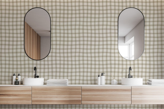 Soft Beige Grid Abstract Wallpaper Design
