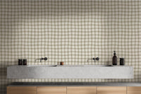 Stylish Soft Beige Grid Interior Wallpaper
