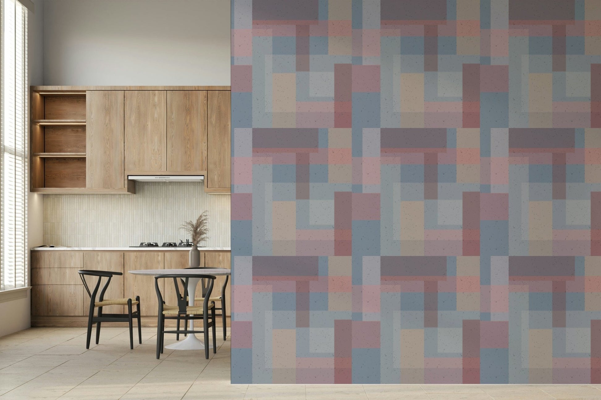 Soft Block Geometry Wallpaper Dusty translucent tessellation pattern.