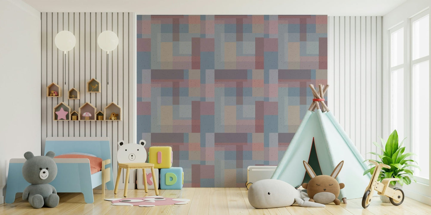 Ambient veneer of Soft Block Geometry wall covering.