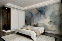 Delicate petal mural with a dreamy, airy finish.

