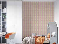 Close view of Soft Bloom Stripes Wallpaper with cream flowers and blush pink rows, GD8116