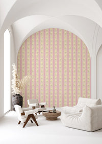 Living room corner paired with Soft Bloom Stripes Wallpaper and tidy blossom stripes, GD8116