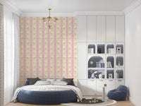 bedroom finished with Soft Bloom Stripes Wallpaper and neat floral stripe rhythm, GD8116