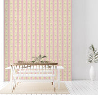 Soft Bloom Stripes Wallpaper brightens a crib wall with gentle pastel bloom repeats, GD8116