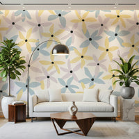 A contemplative floral pattern wallpaper mural for a feature wall.

